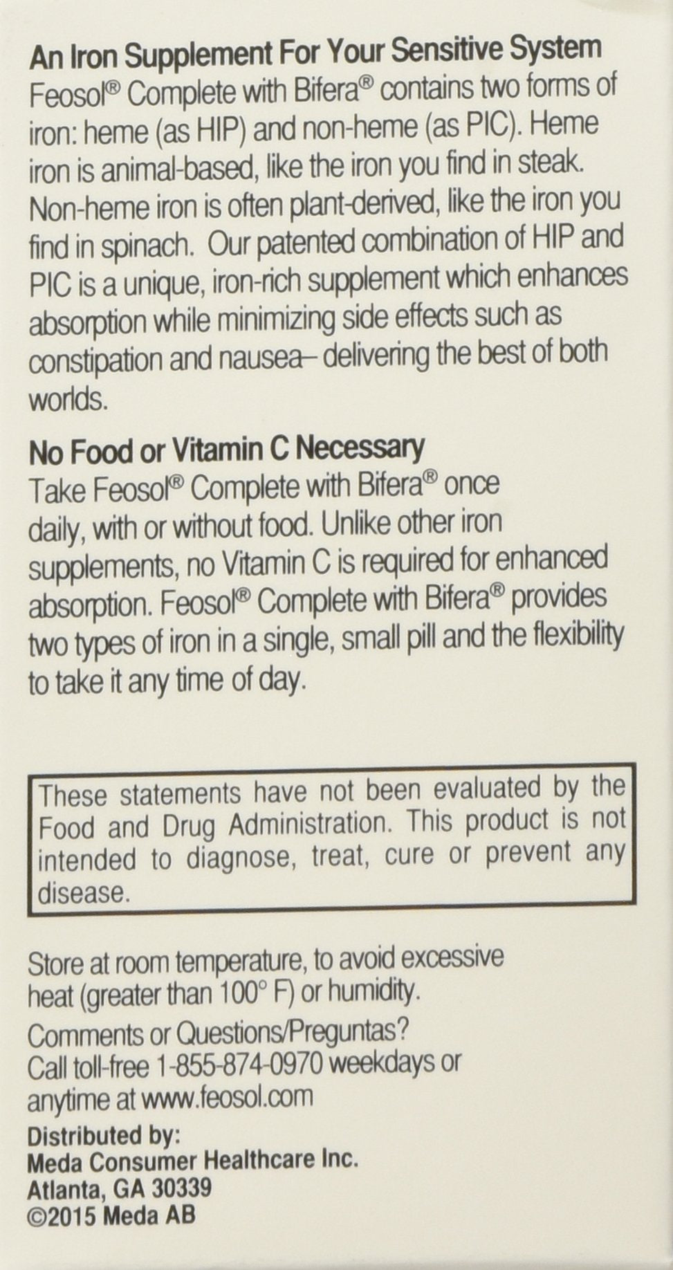 Feosol Complete with Bifera Iron 30 Caplets (3 Pack) | Iron Supplement