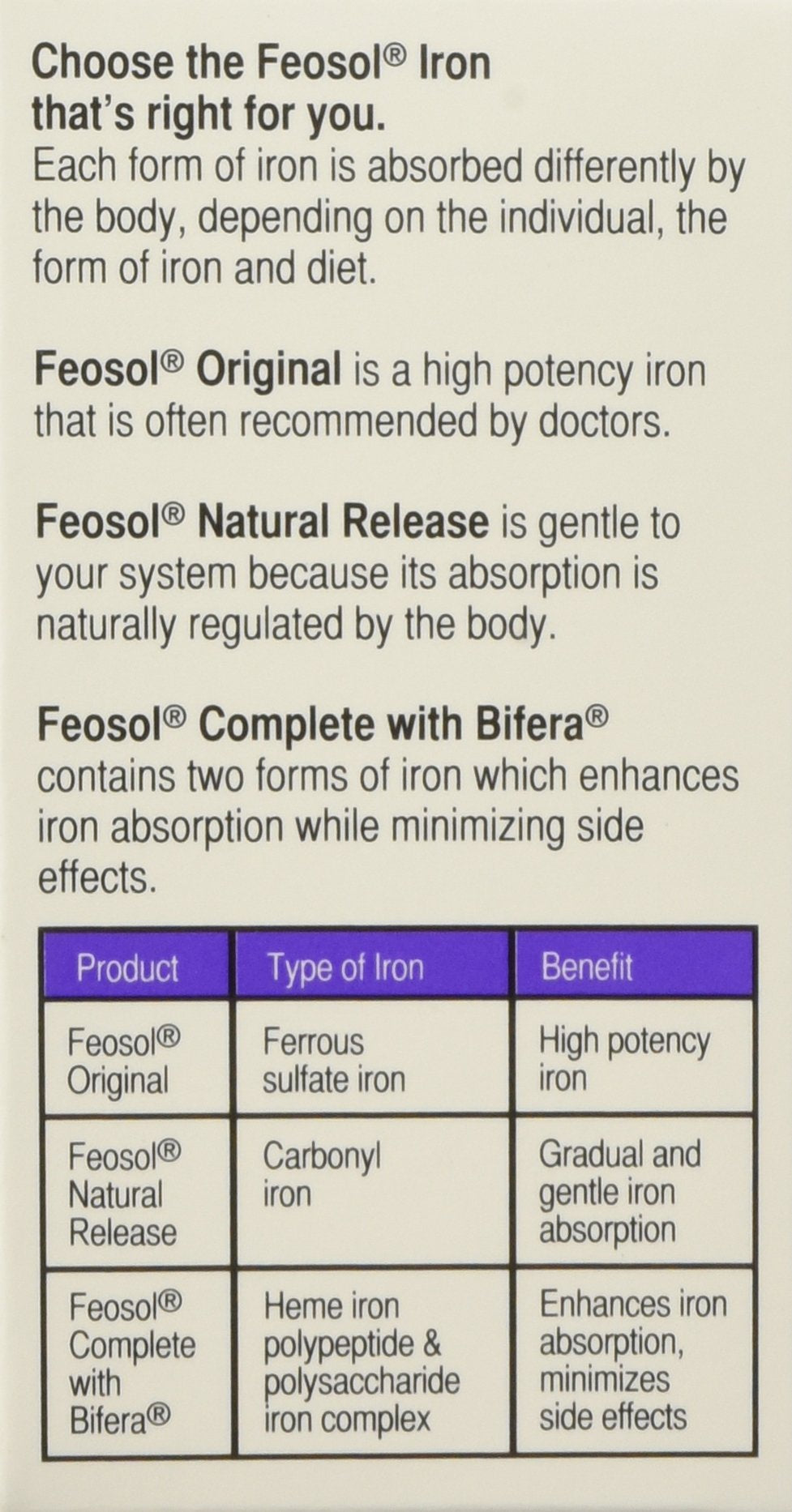 Feosol Complete with Bifera Iron 30 Caplets (3 Pack) | Iron Supplement