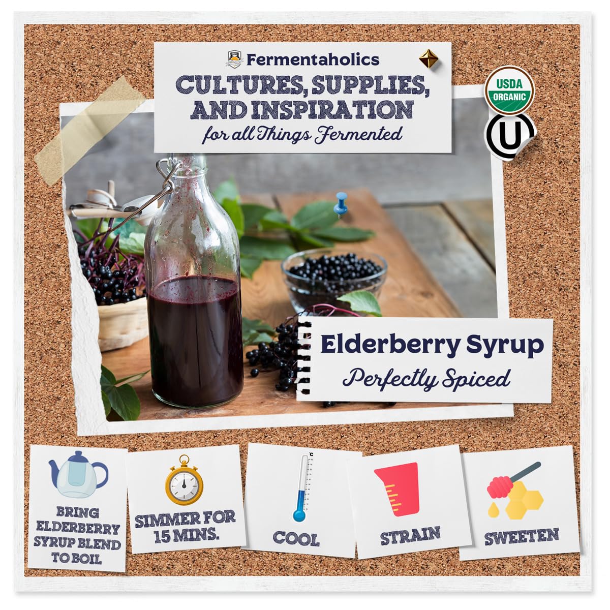 Fermentaholics USDA Organic Dried Elderberry Syrup Kit – Make Your Own Syrup
