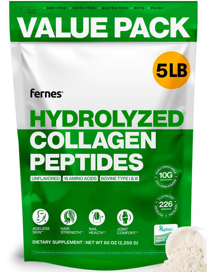 Fernes Collagen Powder 5LB – Type I & III, Flavorless & Odorless