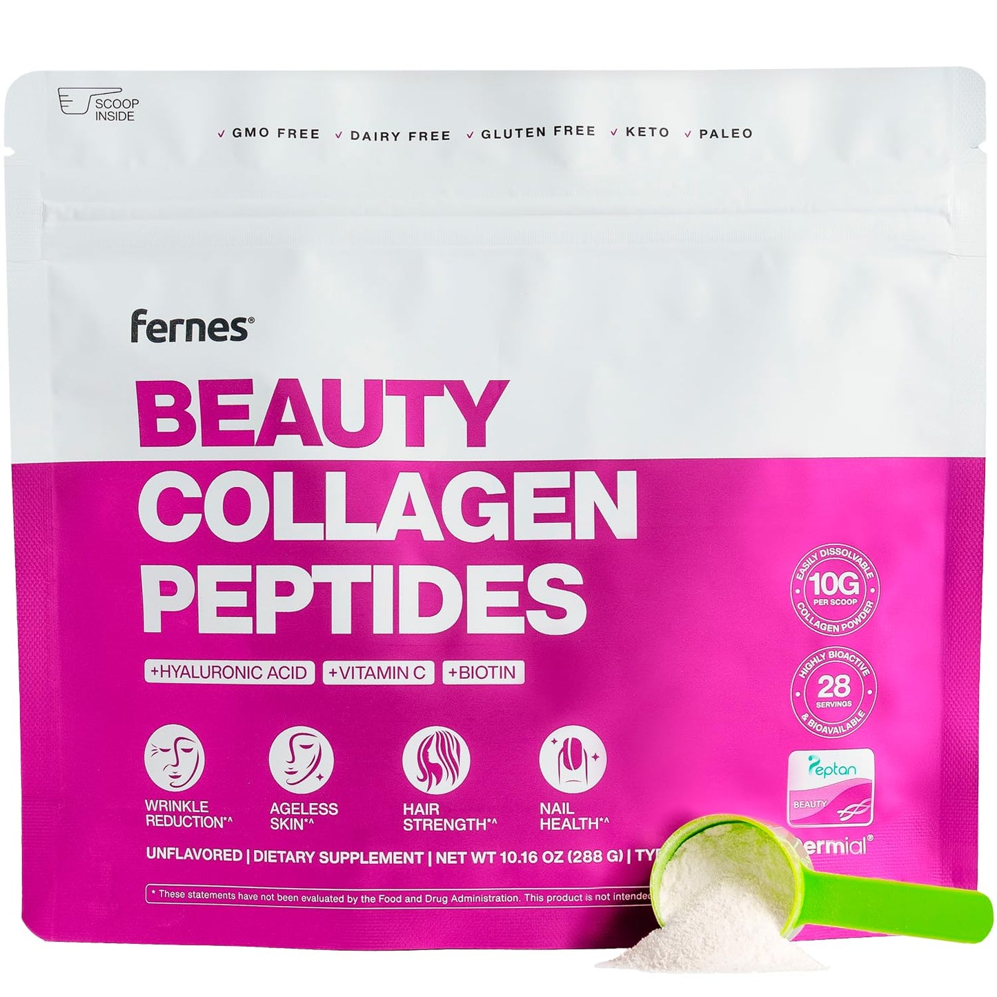 Advanced Collagen Peptides for Women – Grass-Fed Type I & III, 10g per Scoop, Unflavored