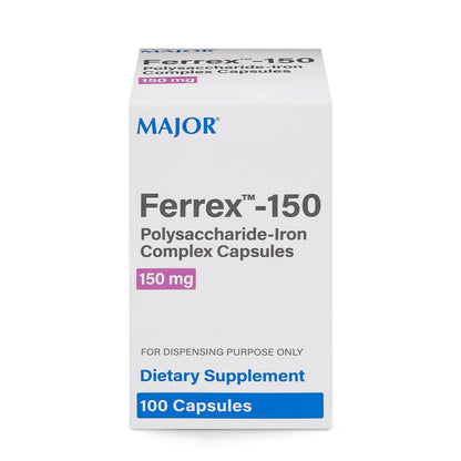 MAJOR Ferrex-150 Polysaccharide-Iron Capsules – 150mg Iron, 100 Capsules