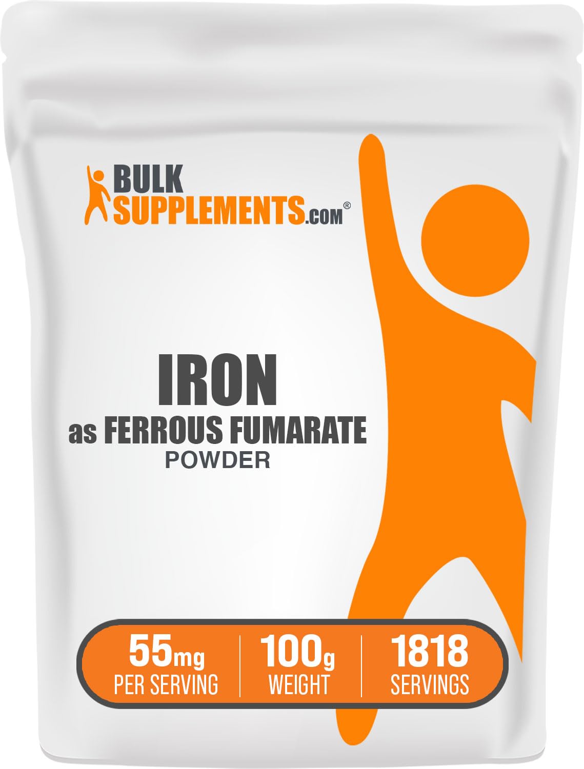 Ferrous Fumarate Powder – Iron Supplement, Gluten Free, 55 mg per Serving | BulkSupplements