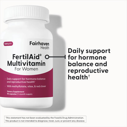 Fairhaven Health FertilAid for Women | Prenatal Vitamin for Fertility Support with Vitex & Folate | 180 Capsules