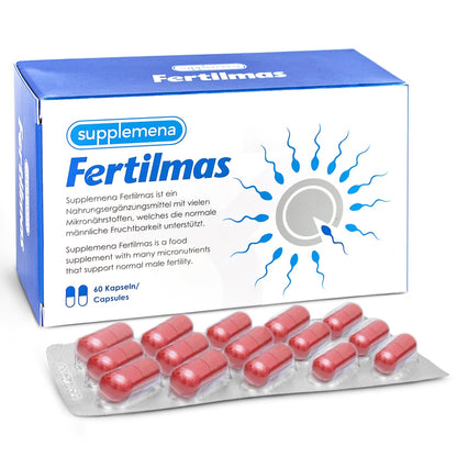 Fertilmas Natural Fertility Support for Men | L-Carnitine, Zinc, Vitamin D3, Folic Acid | Made in Germany | 1 Month