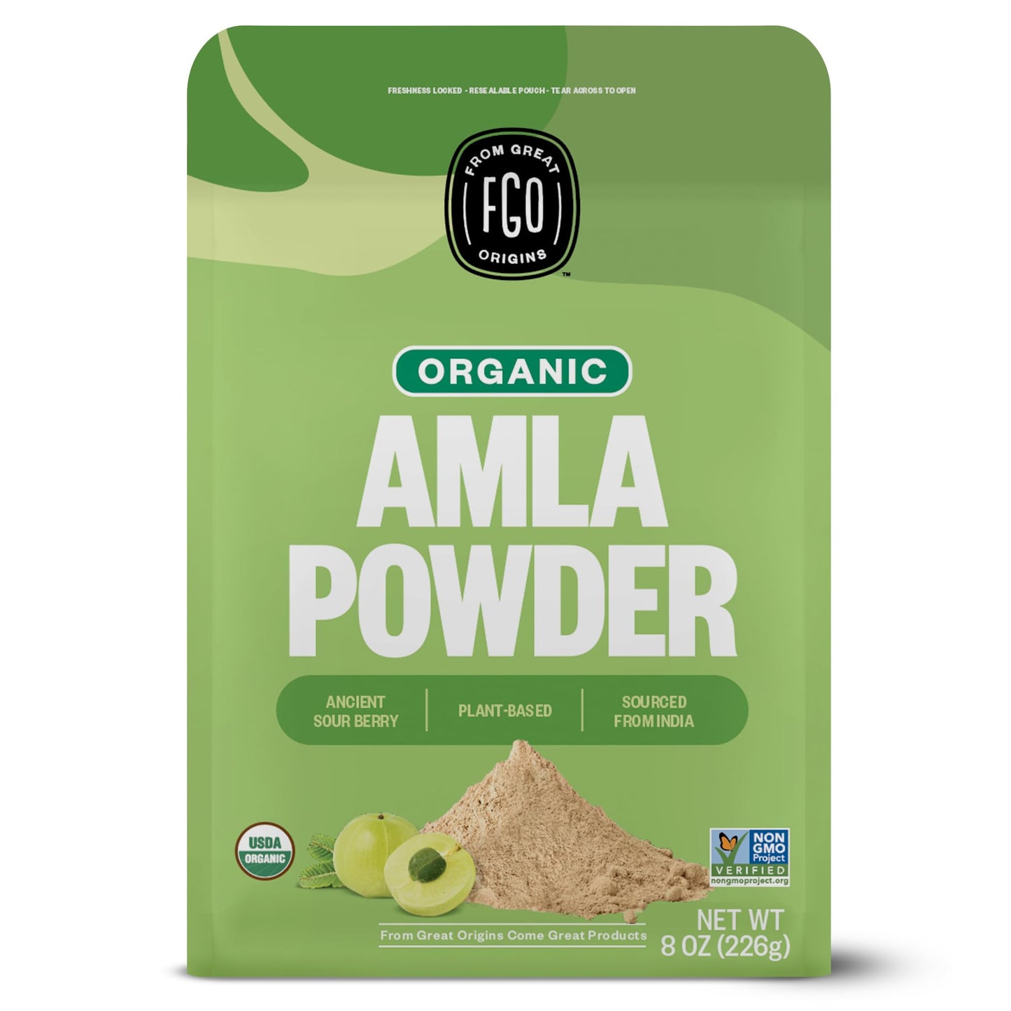 FGO Organic Amla Powder 8oz – USDA Organic Amalaki (Gooseberry) Non-GMO