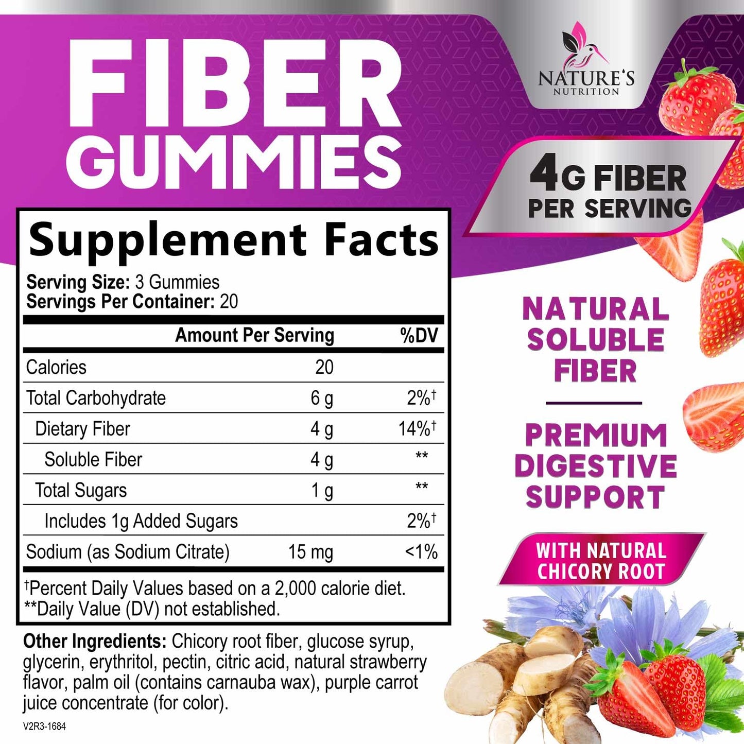 Fiber Gummies for Adults 4g – Prebiotic Plant-Based Fiber Gummy