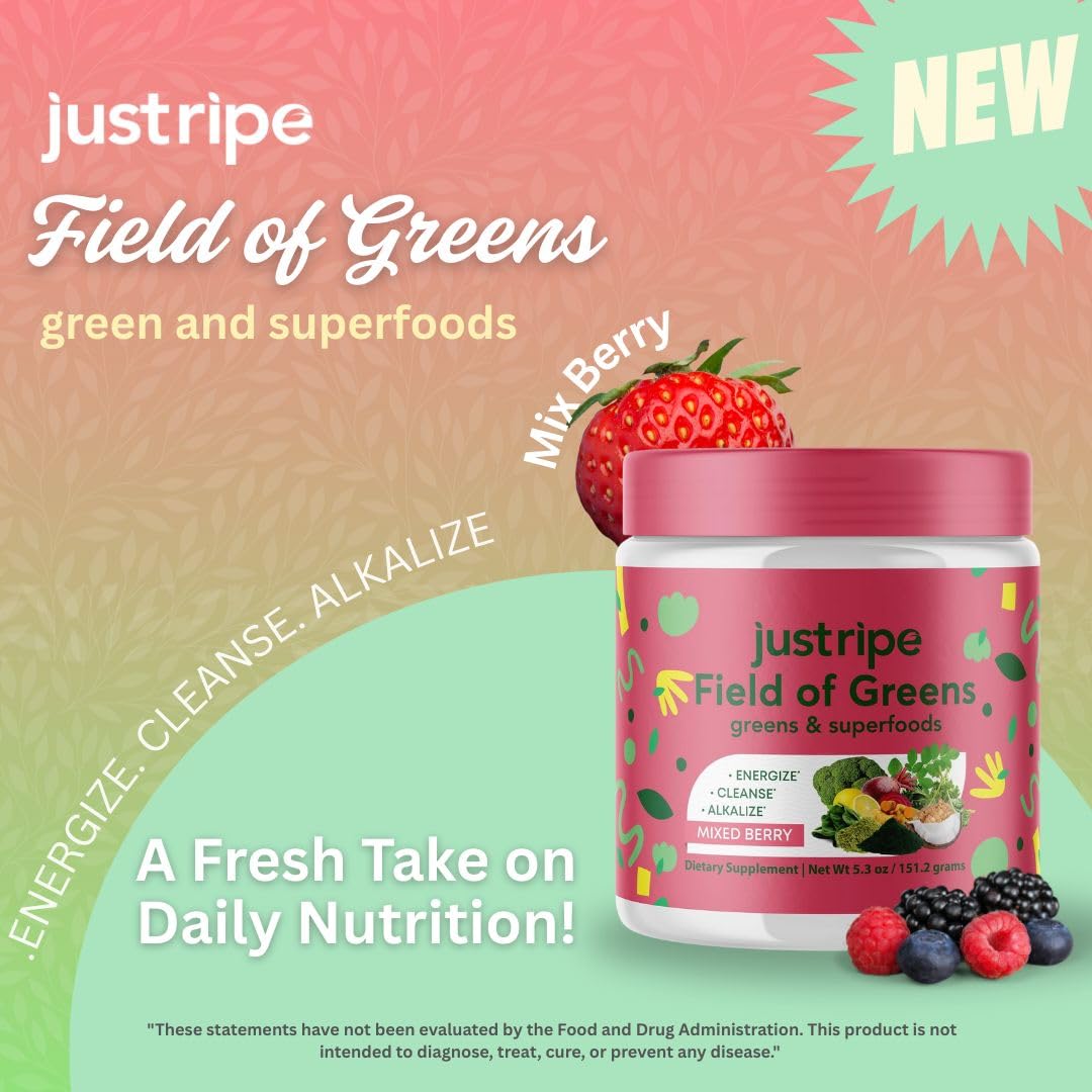 Field of Greens Superfood Powder - Organic Spirulina, Beet Root, Probiotic, Mixed Berry