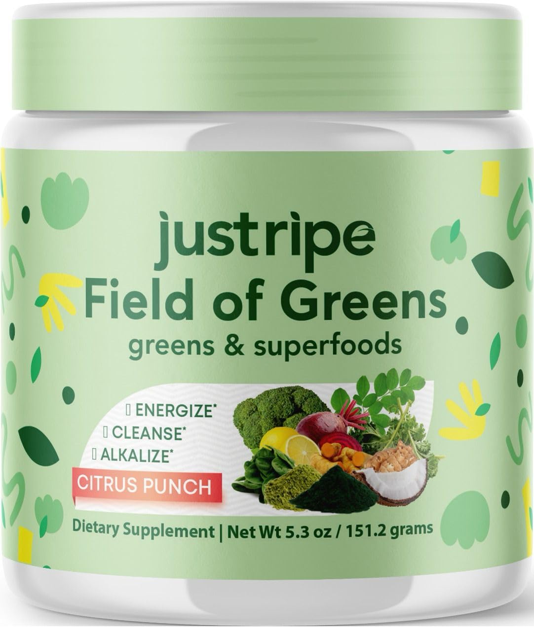 Field of Greens Superfood Powder – Organic Spirulina, Chlorella & Beet Root, Probiotic, 28 Scoops