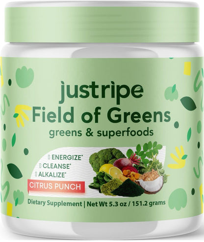Field of Greens Superfood Powder – Organic Spirulina, Chlorella & Beet Root, Probiotic, 28 Scoops