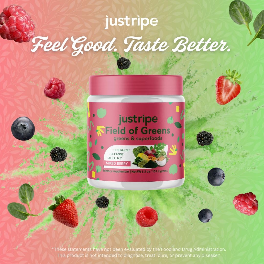 Field of Greens Superfood Powder - Organic Spirulina, Beet Root, Probiotic, Mixed Berry
