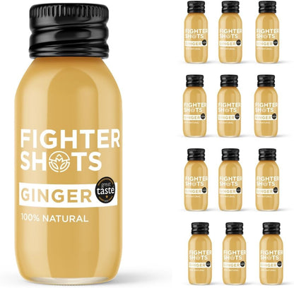 Fighter Shots Ginger (12x60ml) – Award-Winning Ginger Shots for Immune Support & Energy
