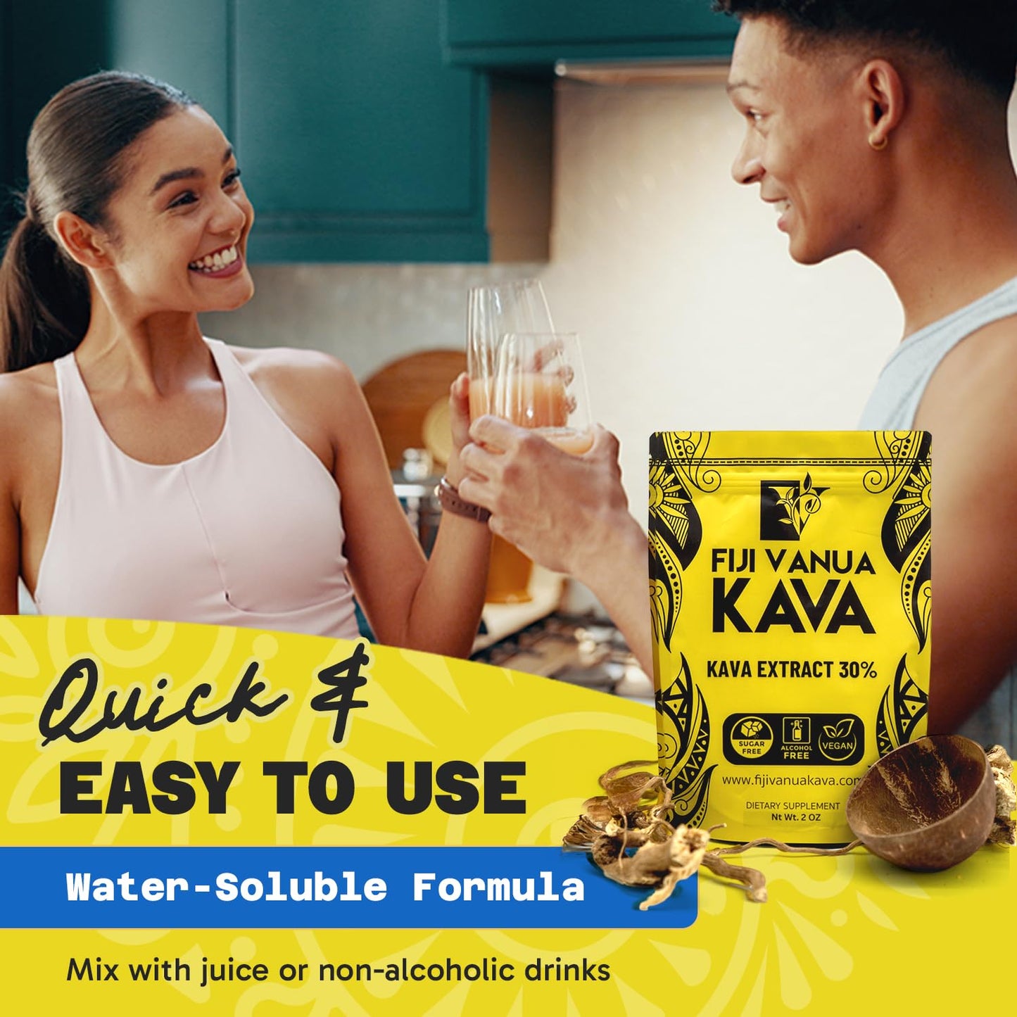Fiji Vanua Kava 30% Kavalactone Extract Powder – High-Potency, Water-Soluble Kava (2 oz)
