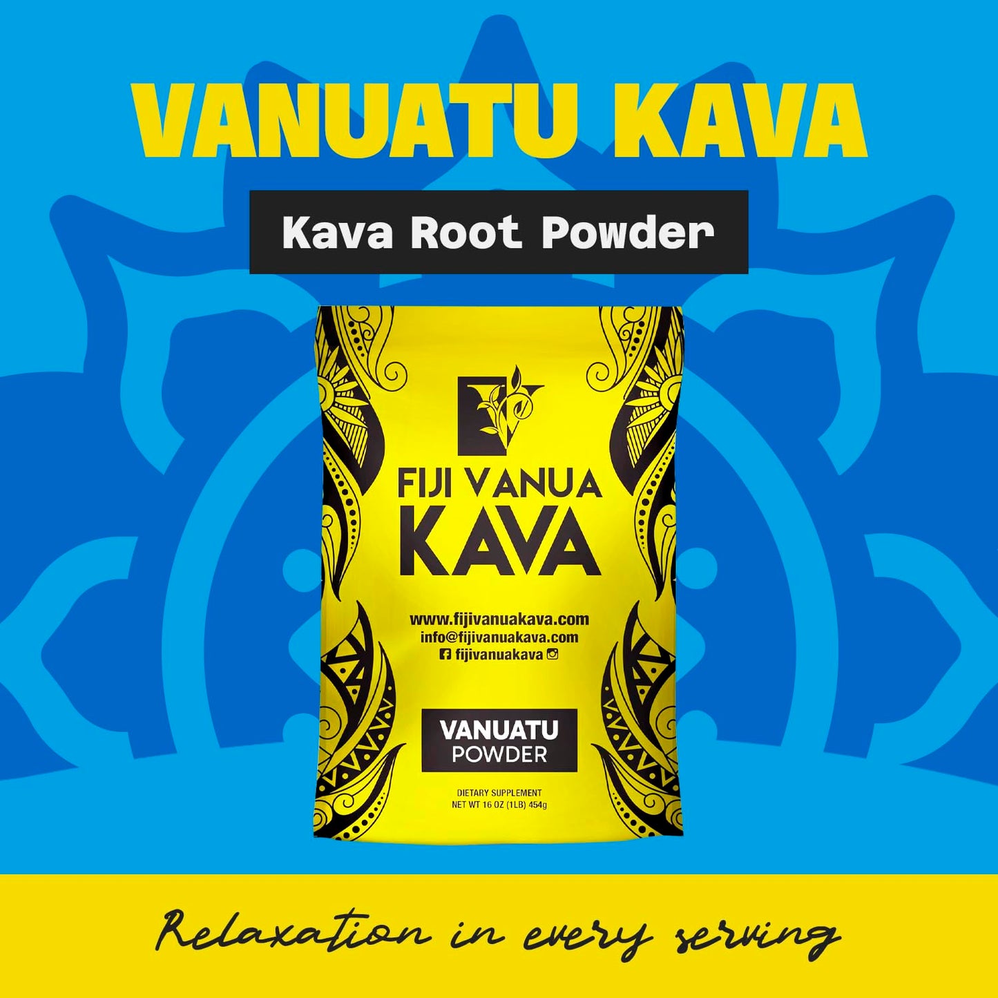 Fiji Vanua Kava Vanuatu Powder – Premium Noble Kava Root, Medium Grind, 16 oz