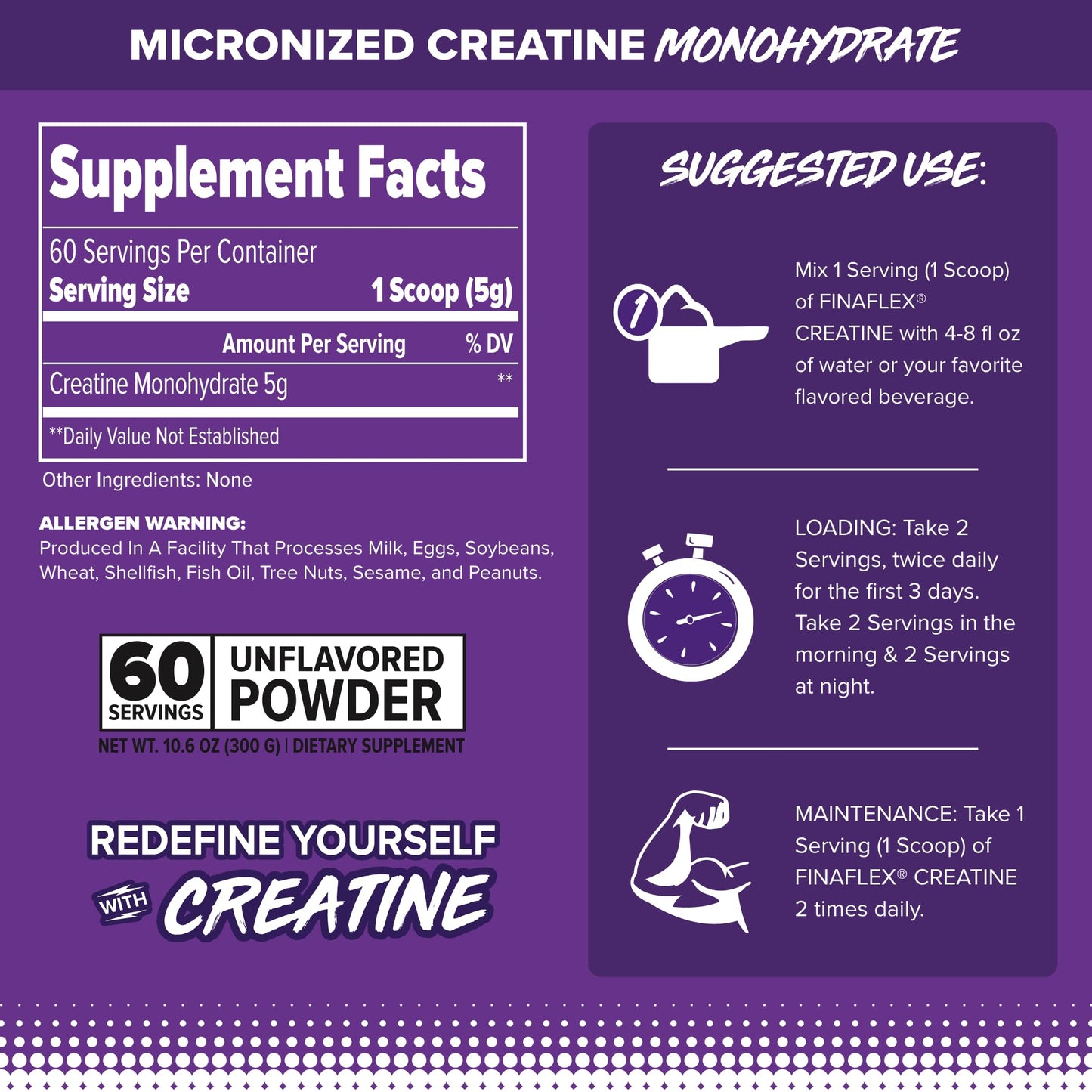 FINAFLEX Pure Creatine Monohydrate – Unflavored, 2-Pack (120 Servings) | NSF Certified