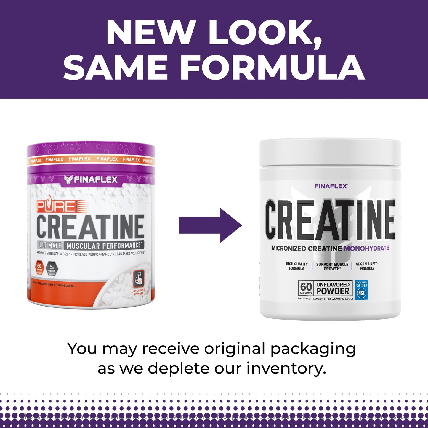 FINAFLEX Pure Creatine Monohydrate – Unflavored, 2-Pack (120 Servings) | NSF Certified