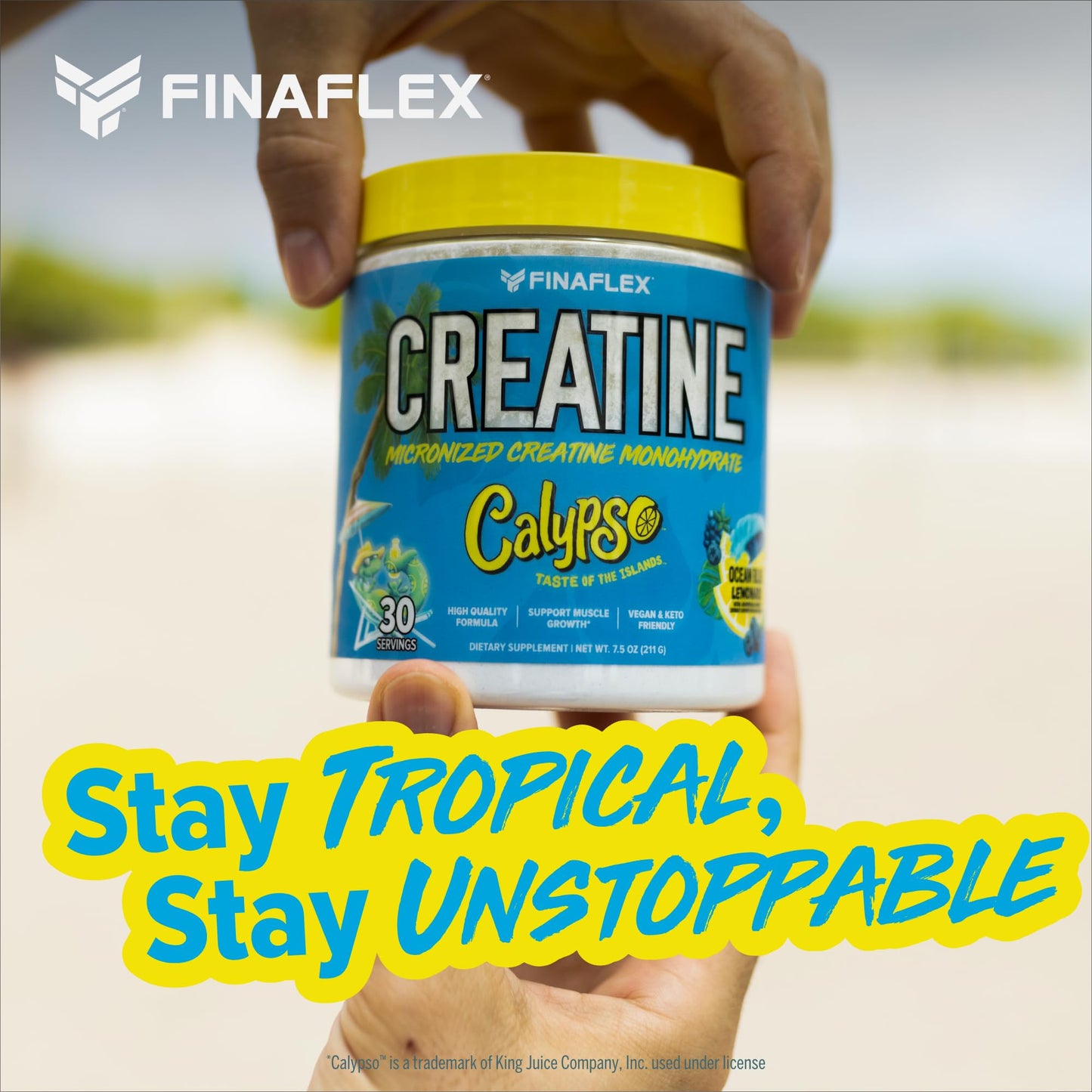 FINAFLEX Pure Creatine + Calypso Ocean Blue Lemonade – 7.5 oz, 30 Servings | 5g Creatine Monohydrate