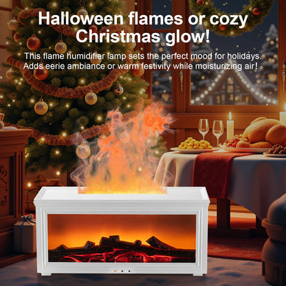 Fireplace Essential Oil Diffuser Humidifier – Ultrasonic Aroma with 7-Color Flame, Remote & Auto-Off (White)