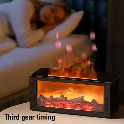 Fireplace Flame Diffuser & Humidifier – 4-in-1 Ultrasonic Aroma Mist with Remote and 7-Color LED Flame