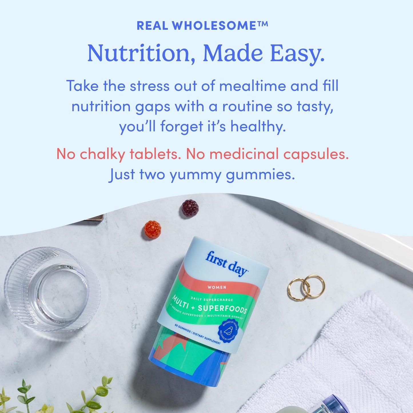 FIRST DAY Multivitamin for Women - Daily Gummies for Energy, Hair & Skin | 30 Day Supply