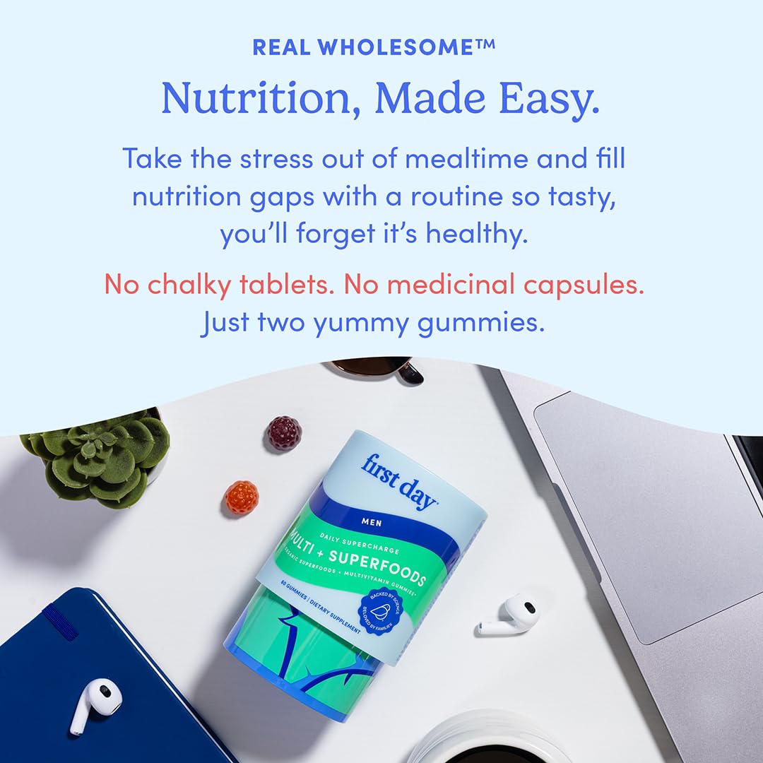 FIRST DAY Multivitamin for Men with Organic Fruit & Veggie Blend | 13 Key Nutrients