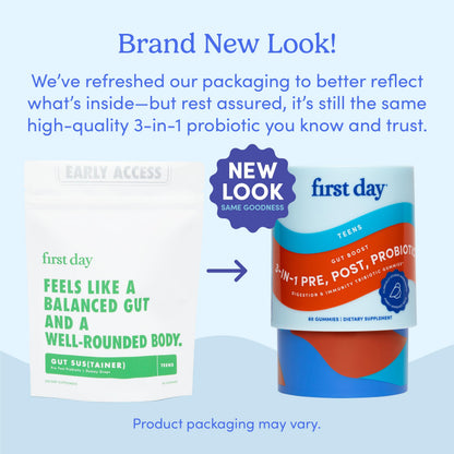 FIRST DAY Teens 3-in-1 Probiotic Gummies – Gut, Skin & Immunity Support (30-Day)