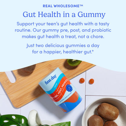 FIRST DAY Teens 3-in-1 Probiotic Gummies – Gut, Skin & Immunity Support (30-Day)