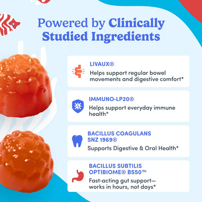 FIRST DAY Teens’ Gut Sustainer Tribiotic Gummies – 3-in-1 Prebiotic, Probiotic & Postbiotic (60-Day Supply)