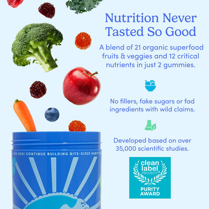 First Day Vitamins for Teens – Teen Multivitamin for Boys & Girls 12-17 | Organic Fruit & Veggie Blend | 30 Day Supply