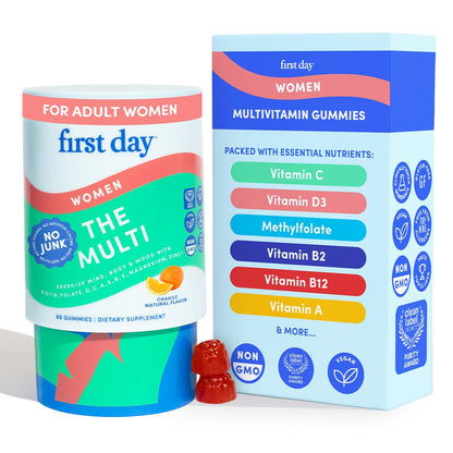 FIRST DAY Multivitamin for Women - Daily Gummies for Energy, Hair & Skin | 30 Day Supply