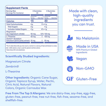 First Day Women's Nighttime Reset Calming Magnesium Gummies – Sleep Support, Calm Mood & Energy, No Melatonin – 60-Day Supply