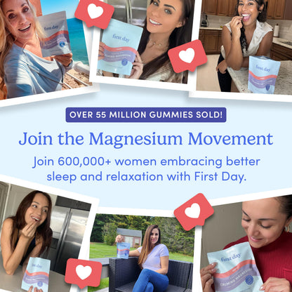 First Day Women’s Nighttime Reset Calming Magnesium Gummies – Sleep Support, Calm Mood & Energy – No Melatonin – 30-Day Supply