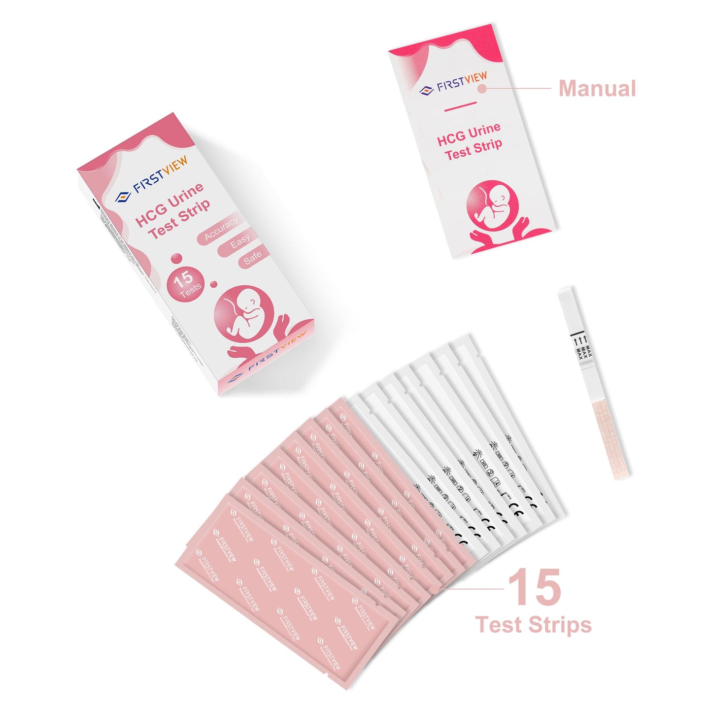 FIRSTVIEW Pregnancy Test Kit – 15 Strips, 5-Minute Results, Discreet Home Use