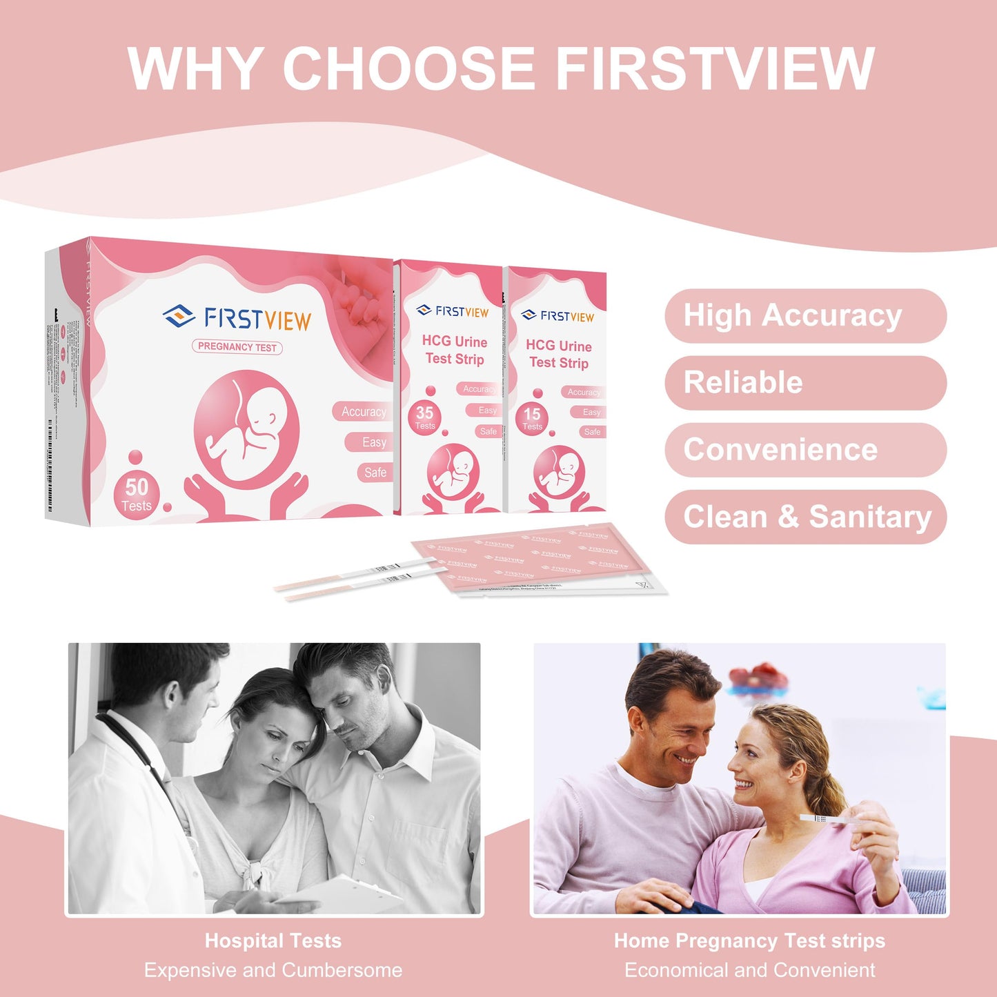 FIRSTVIEW Pregnancy Test Kit – 15 Strips, 5-Minute Results, Discreet Home Use