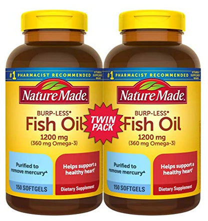 Nature Made Fish Oil Burp-Less 1200 mg Omega-3, 150-Count