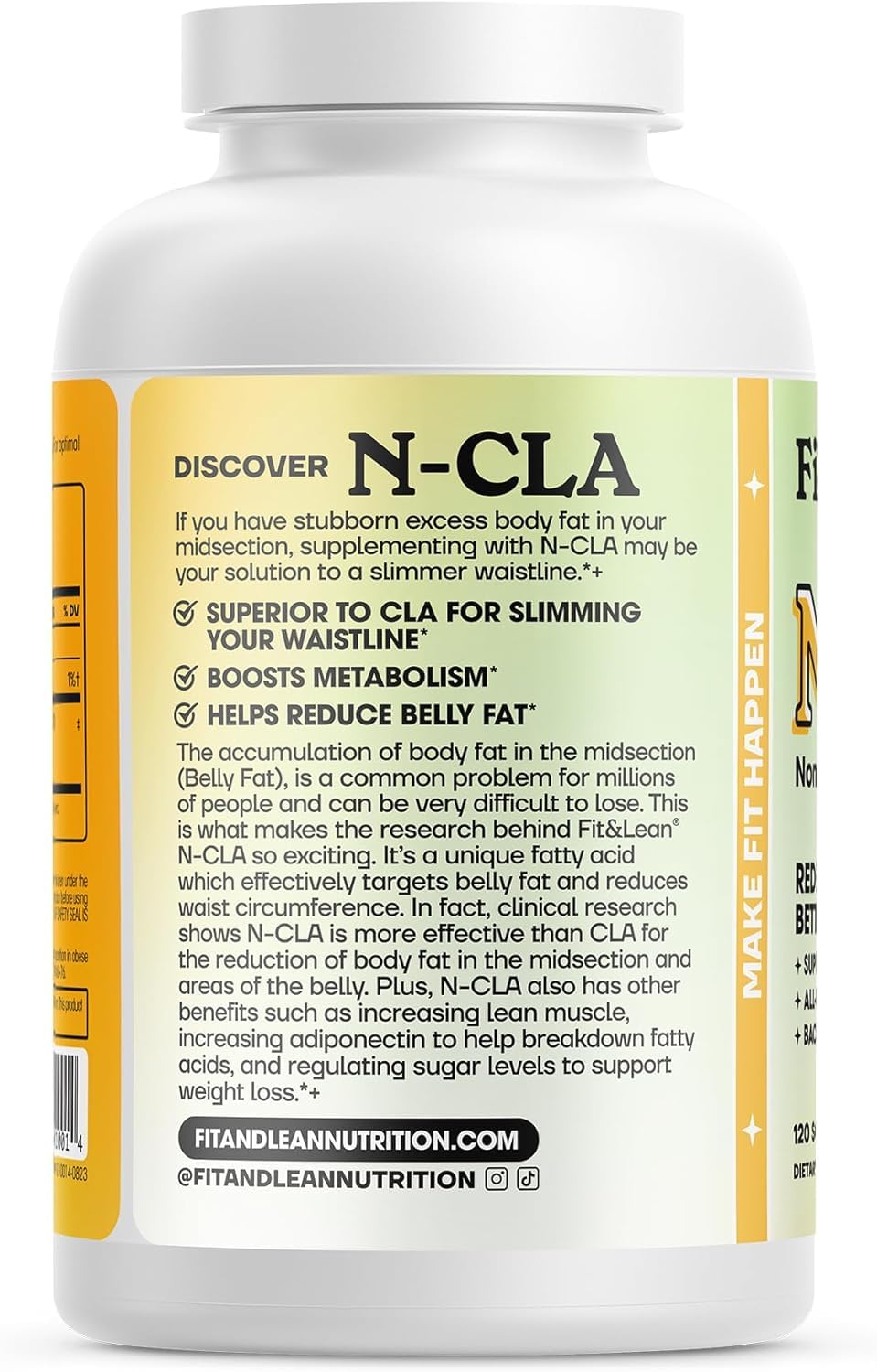 Fit & Lean N-CLA – Non-Conjugated Linoleic Acid, Belly Fat Reduction, 120 Servings