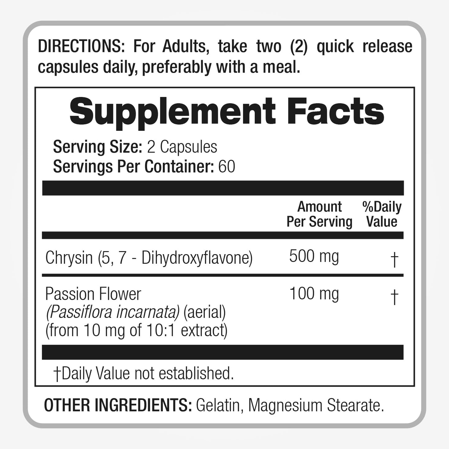 FITO MEDIC'S - Chrysin - 500mg- with - Passion Flower - 120 Capsules, Ultra high Absorption s.