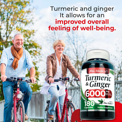 FITO MEDIC'S Lab | Turmeric and Ginger Supplement | 6000 mg | 180 Caps | Ultra High Absorption