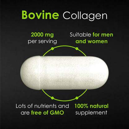 FitoHerbs Vegan Bovine Collagen Capsules – 2000 mg per Serving, Grass-Fed & Non-GMO, 120 Capsules
