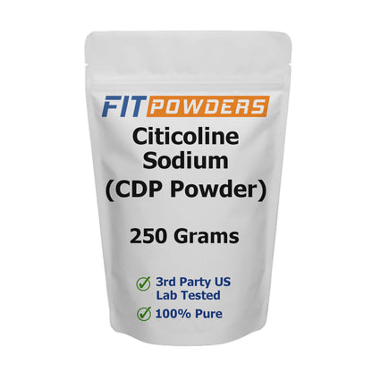FitPowders Citicoline Powder – CDP Choline Sodium (250g) with Scoop | Pure, Vegan