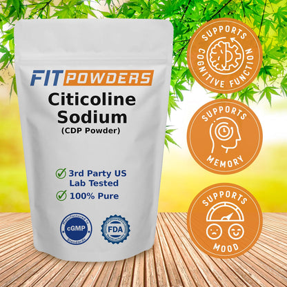 FitPowders Citicoline Powder (CDP Choline) – 50 Grams, Non-GMO, Vegan, with Scoop