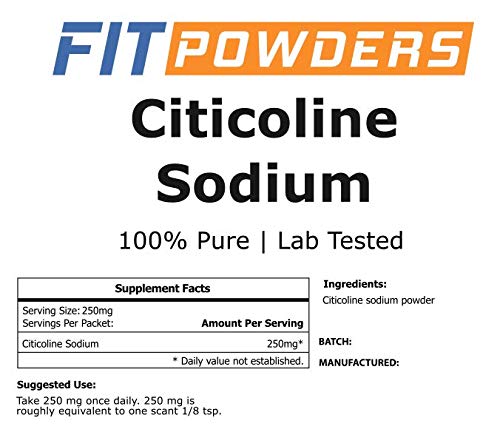 FitPowders Citicoline Powder – CDP Choline Sodium (250g) with Scoop | Pure, Vegan
