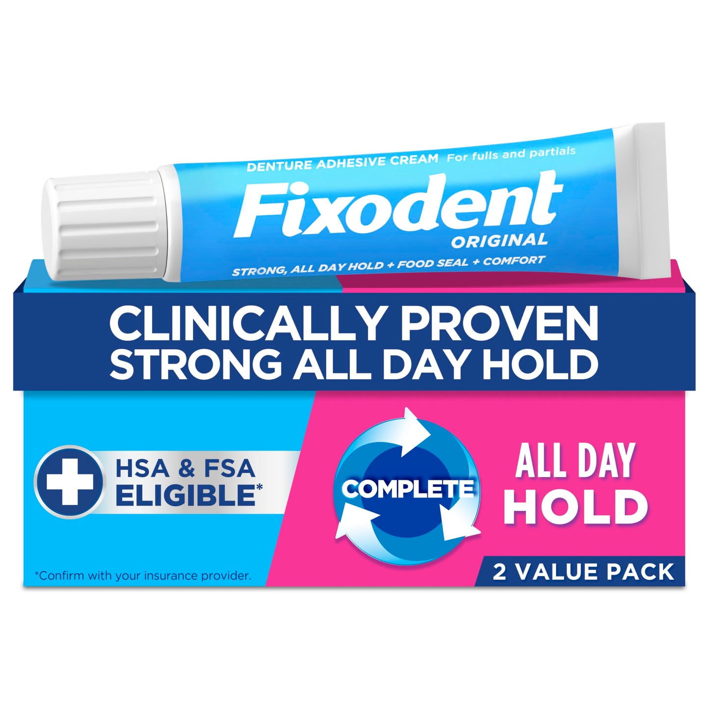 Fixodent Complete Original Denture Adhesive Cream - 2.4 oz Pack of 2