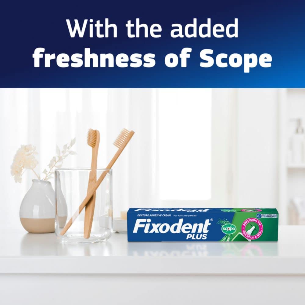 Fixodent Control Denture Adhesive Cream Plus Scope (2 oz) Pack of 8