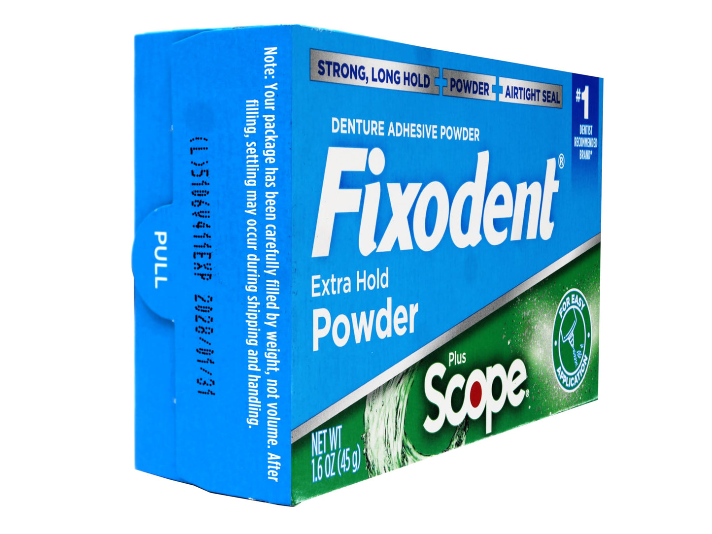 Fixodent Denture Adhesive Powder Extra Strong with Scope - 1.6 oz Pack of 3
