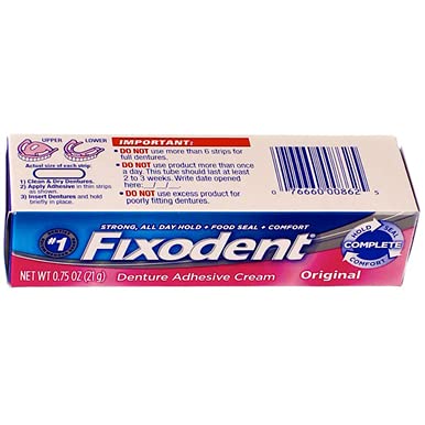 Fixodent Denture Adhesives Cream Original 0.75 oz – Pack of 6