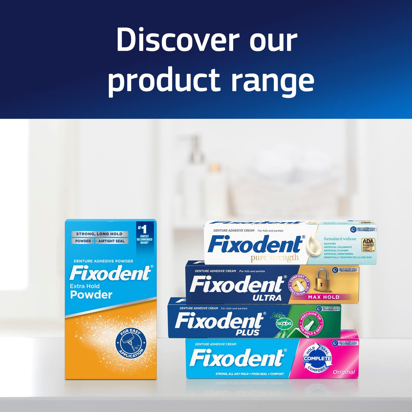 Fixodent Plus Scope Secure Denture Adhesive 2.0oz Pack of 4