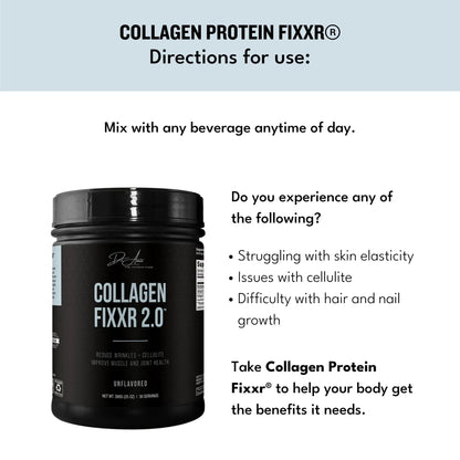 Fixxr Collagen 2.0 by Dr. Amie – 3 Bioactive Collagen Peptides | Unflavored | 30 Servings