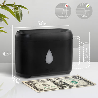 Flame Diffuser for Essential Oils | 200ml Ultrasonic Aroma Diffuser with Auto-Off (Black)