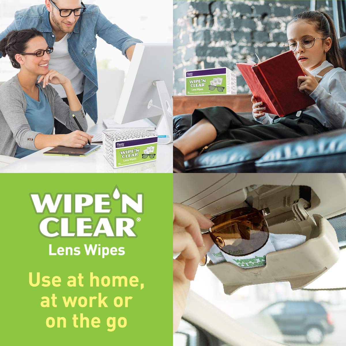 Flents Lens Wipes – 150 Count, Pre-Moistened, Streak-Free, Made in USA